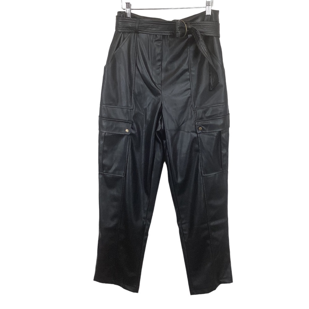 Jason Wu Vegan Faux Leather Black‎ Cargo pants size 8 Straight leg NWT